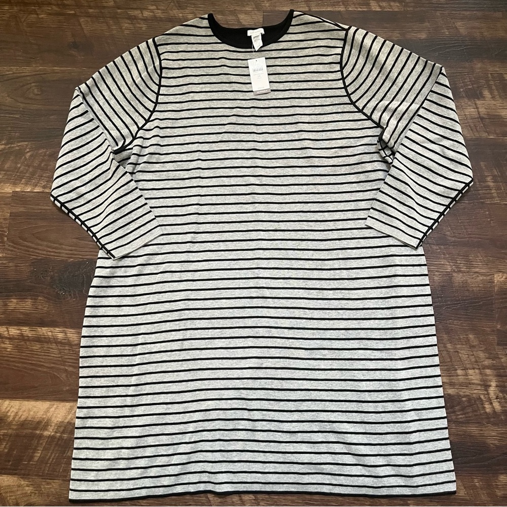 NWT J. Jill reversible gray black striped sweater dress plus size 3X